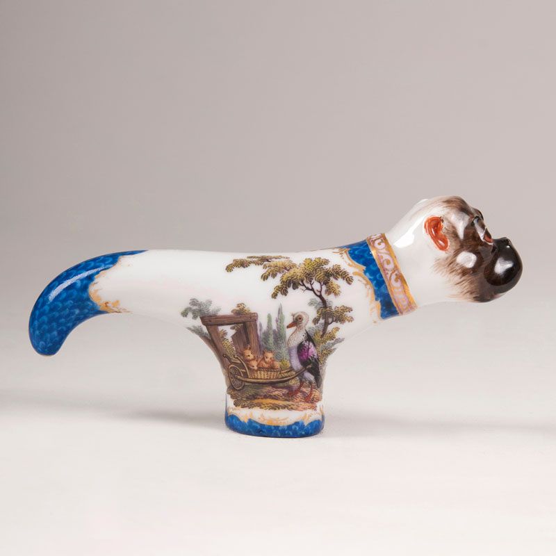 A rare Meissen cane handle of 'Mops'-form - image 2