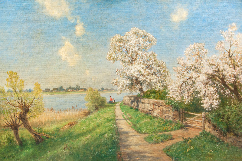 Blossoming Trees by the Elbe