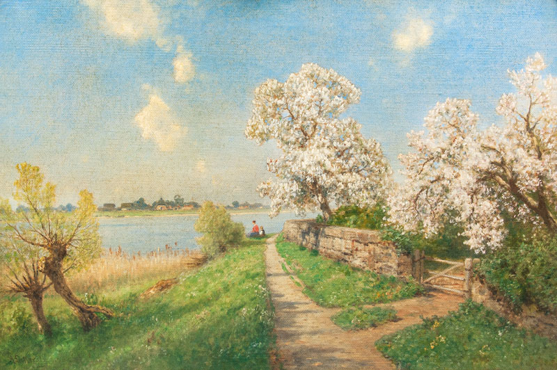Ascan Lutteroth - Blossoming Trees by the Elbe Blossoming Trees by the Elbe