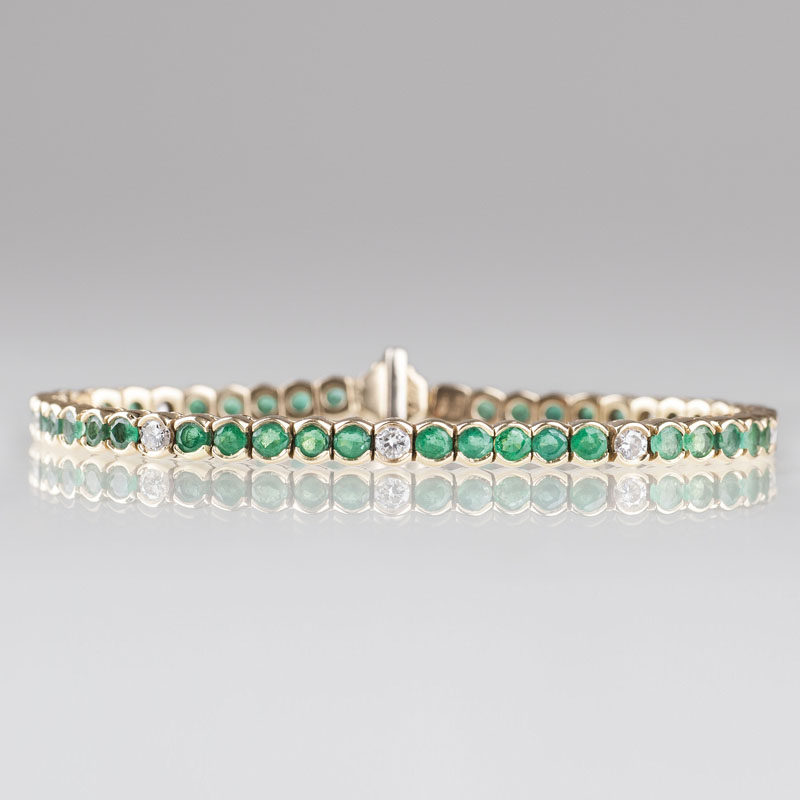 An emerald diamond bracelet by Wempe