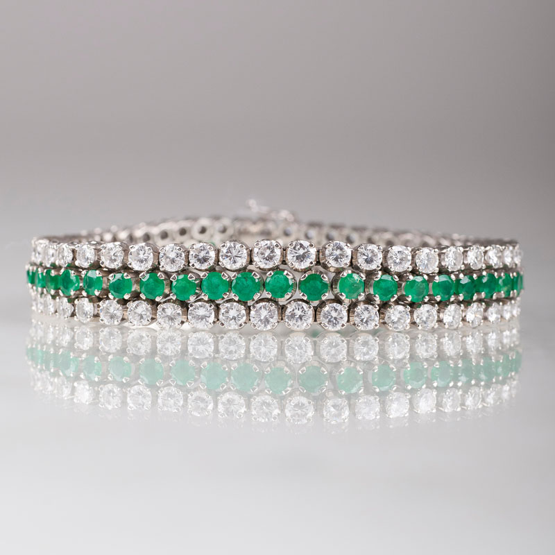 Feines, hochkarätiges Vintage Smaragd-Brillant-Armband