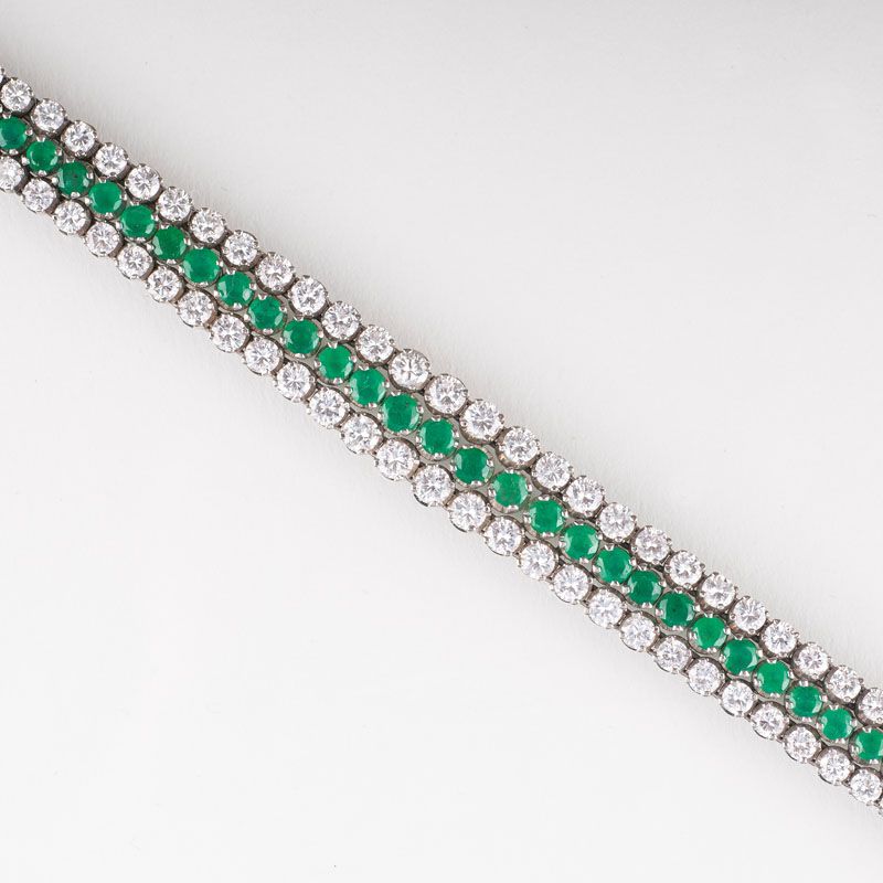 Feines, hochkarätiges Vintage Smaragd-Brillant-Armband - Bild 2