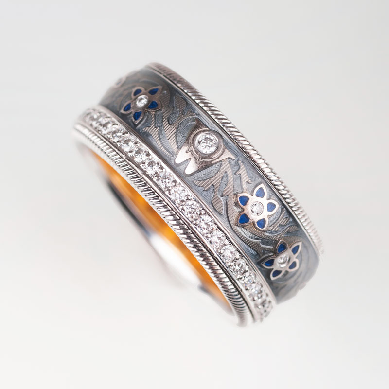 An enamel diamond ring 'Heidelbeere' by Wellendorff