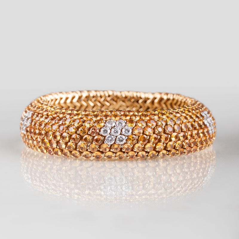 A highcarat yellow sapphire bracelet with diamonds