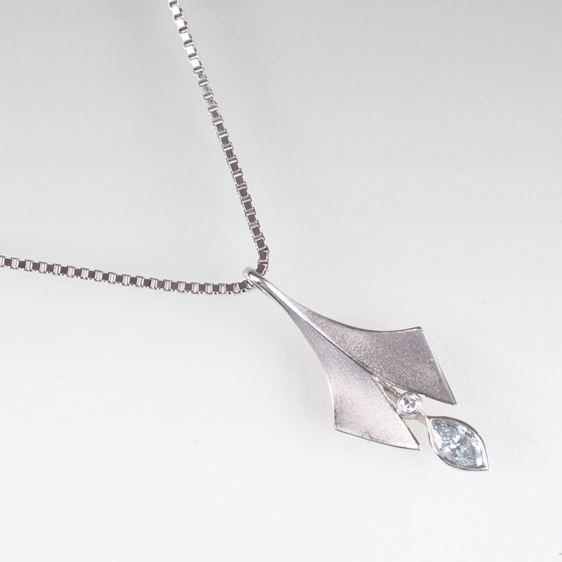 A platinum diamond pendant with necklace by Ehinger-Schwarz