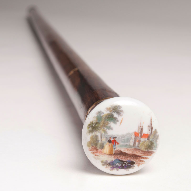 A walking stick with Meissen porcelain knob