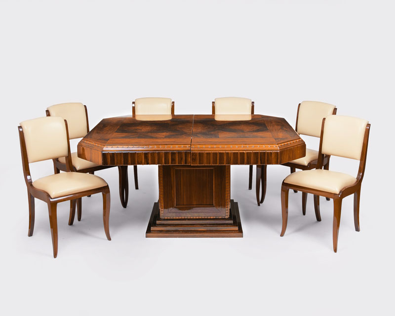 Art-Déco Tisch mit 6 Stühlen