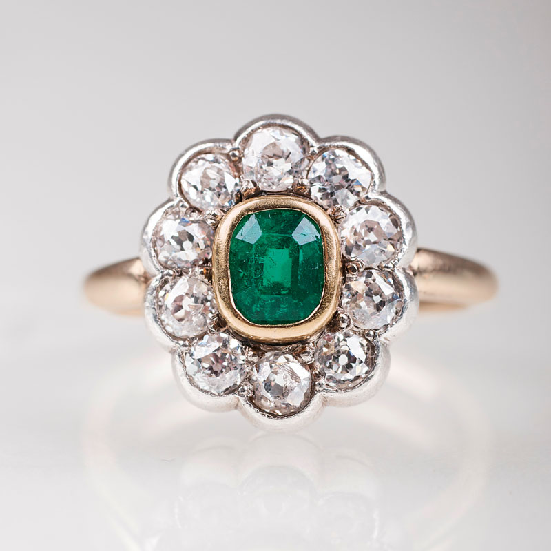 Vintage Smaragd-Diamant-Ring