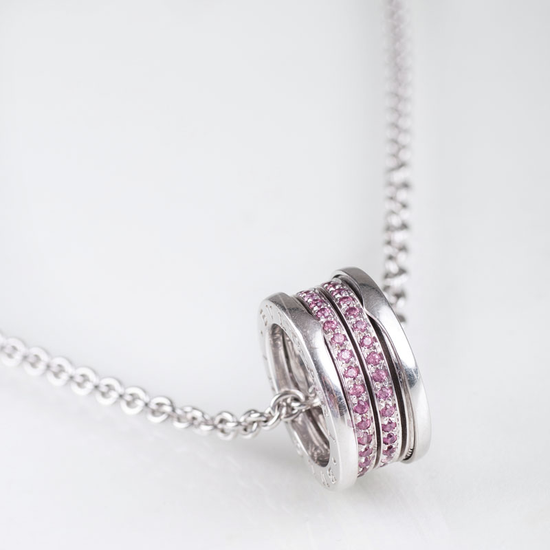 A pendant with pink sapphires on necklace by Bulgari