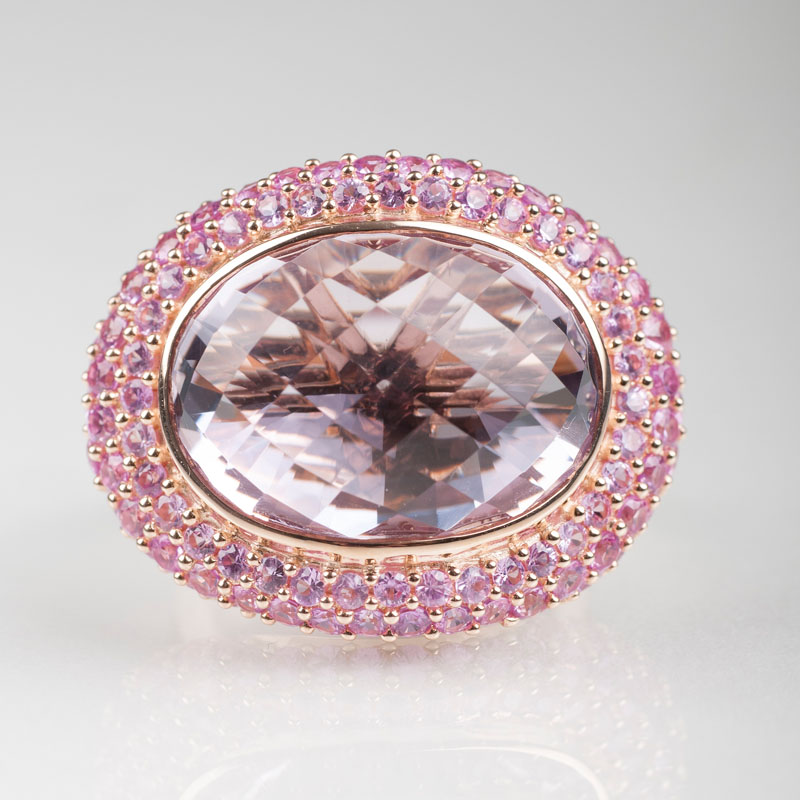 An amehtyst ring pink sapphires
