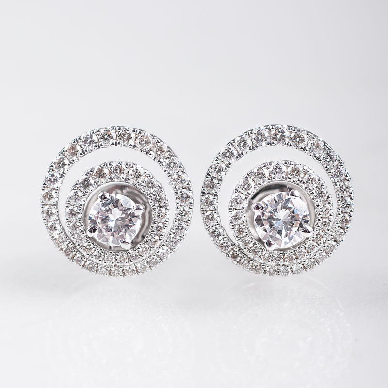A pair of fine diamond earstuds