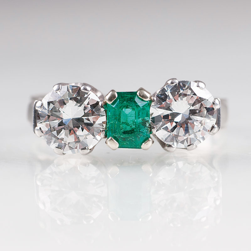 Herausragender Vintage Diamant-Smaragd-Ring
