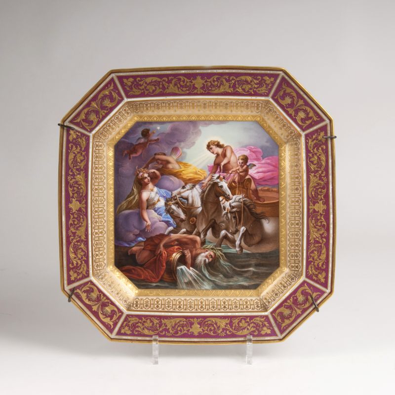 A Vienna Style porcelain plate 'Venus and Apollo'
