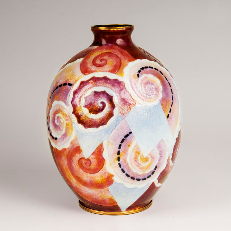 An enamel vase 'La Spirale Rose'