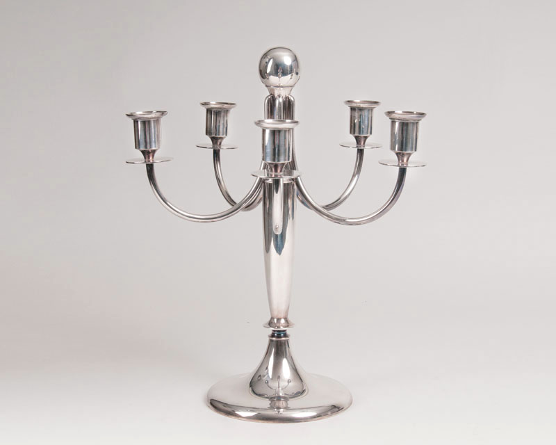 A large modern metal candelabra