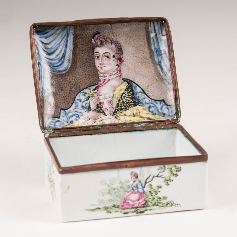An enameled snuff box with Watteau painting - image 2