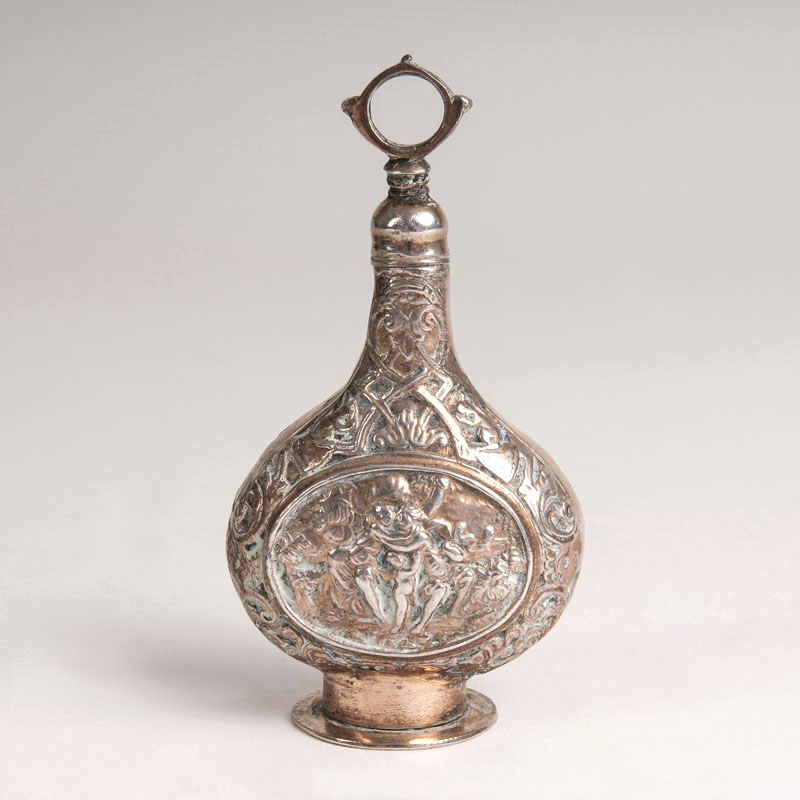 A Rococo silver perfume flacon with figural scenes