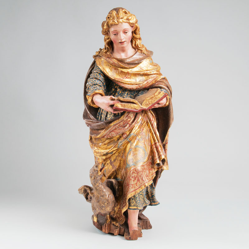 A wooden sculpture 'John the Apostle and Evangelist'