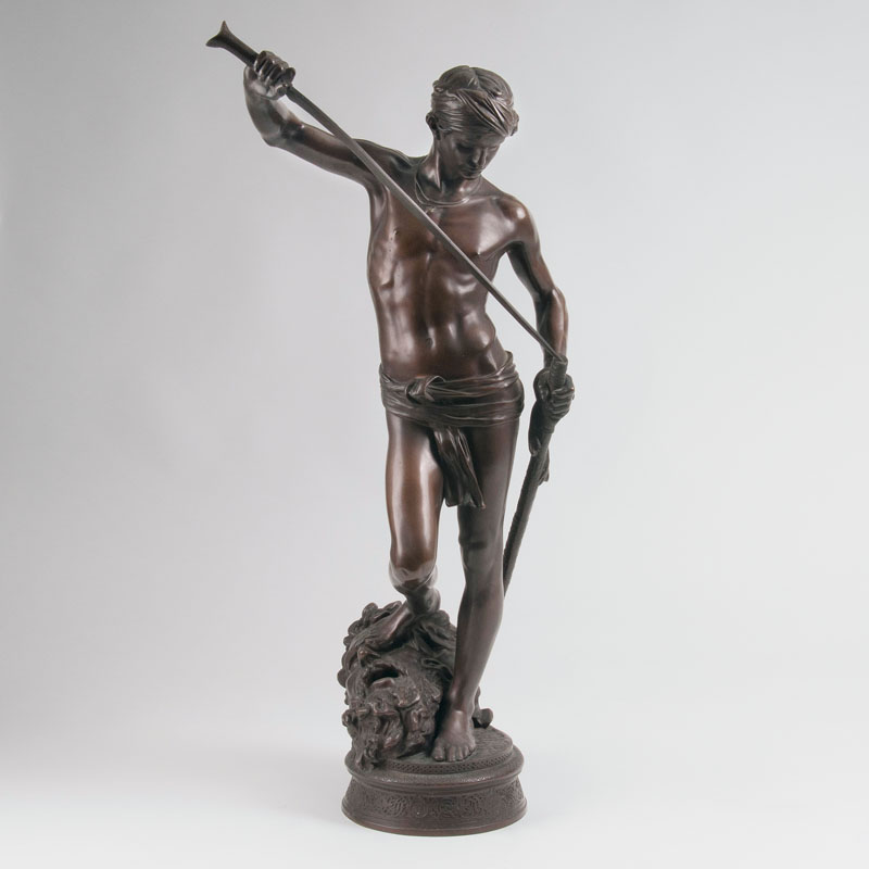 Bronze-Skulptur 'Davids Triumph über Goliath'