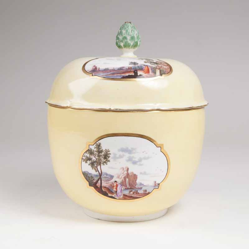 A rare large lidded tureen with fine harbour scenes on yellow ground - image 2