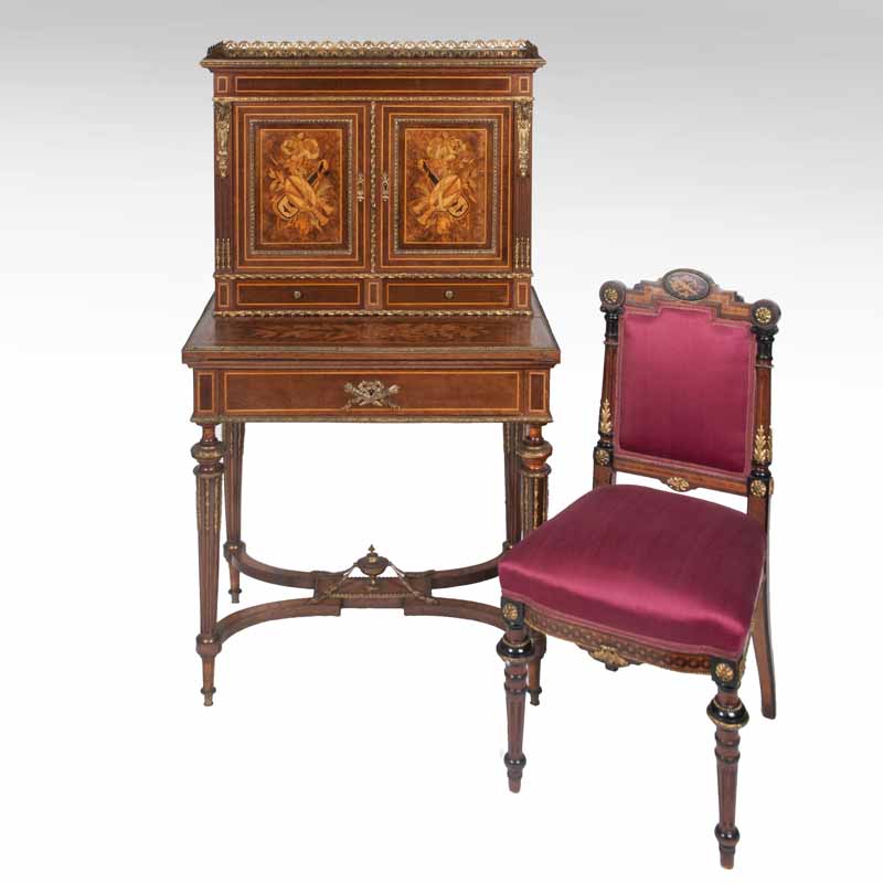 A Napoléon III-writing-desk or 'Bonheur de Jour' with marquetry - image 2