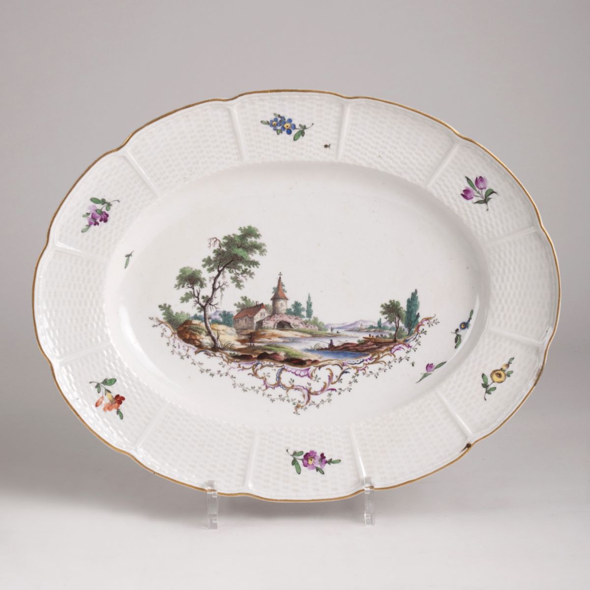 A Ludwigsburg platter with landscape painting
