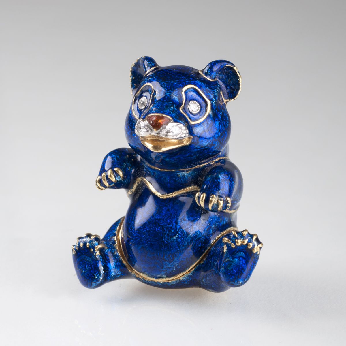 Miniatur-Golddose 'Blauer Pandabär'