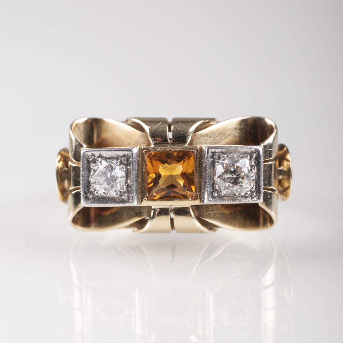 A Vintage diamond citrine ring