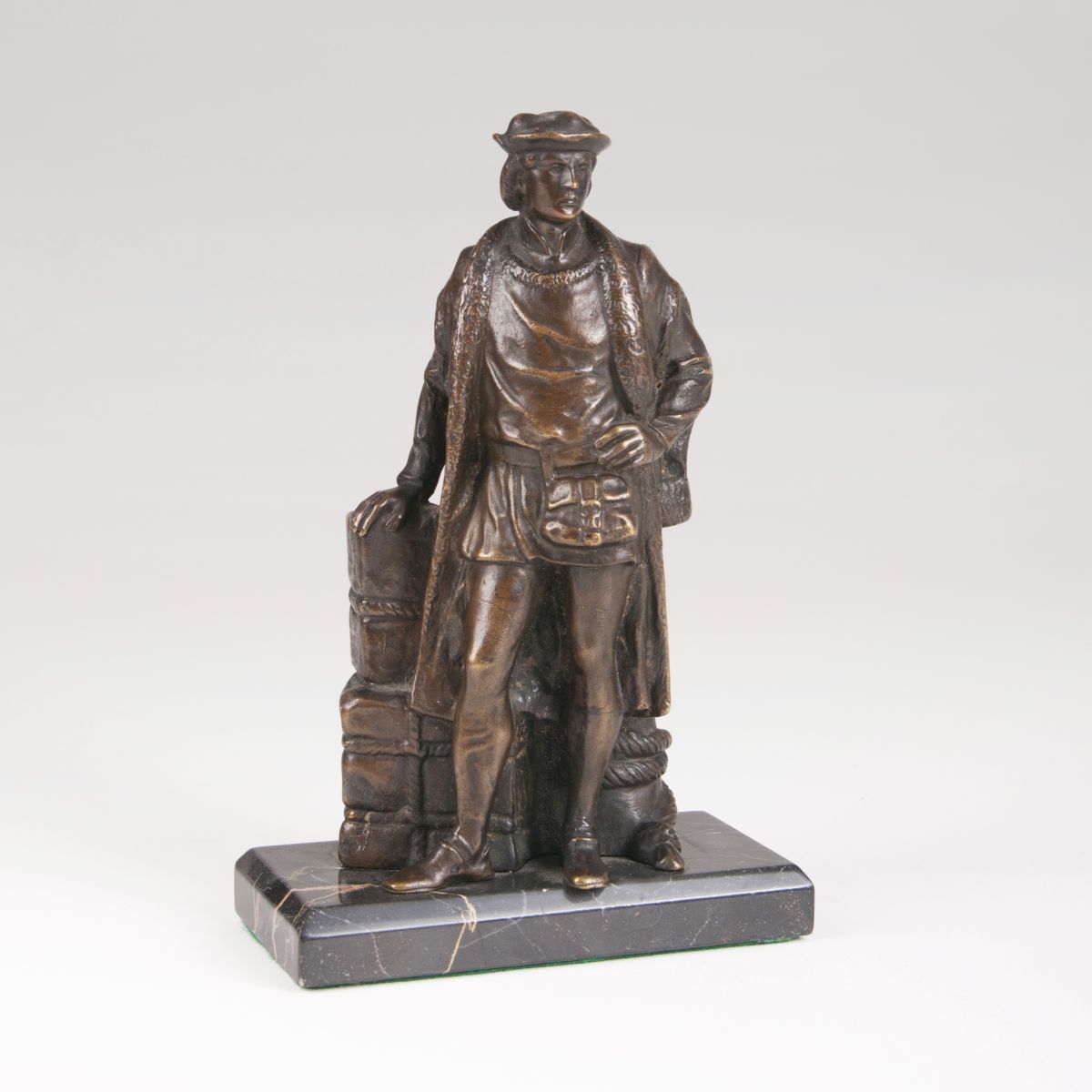 Bronze-Skulptur 'Mittelalterlicher Kaufmann'