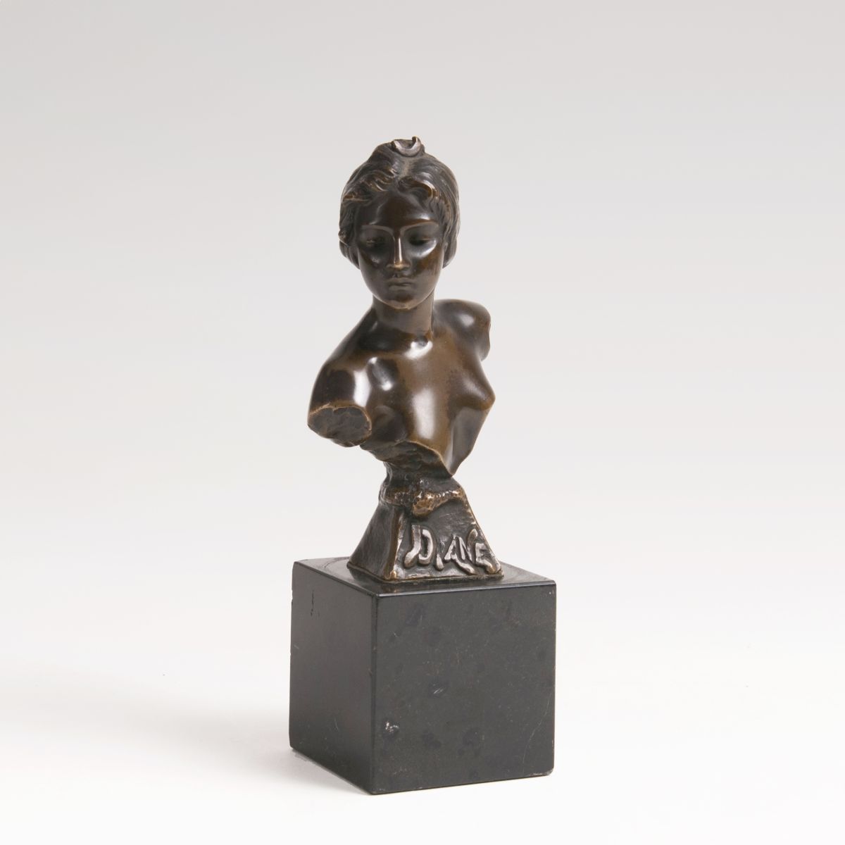 A small bronze bust 'Diane' after Emanuel Villanis