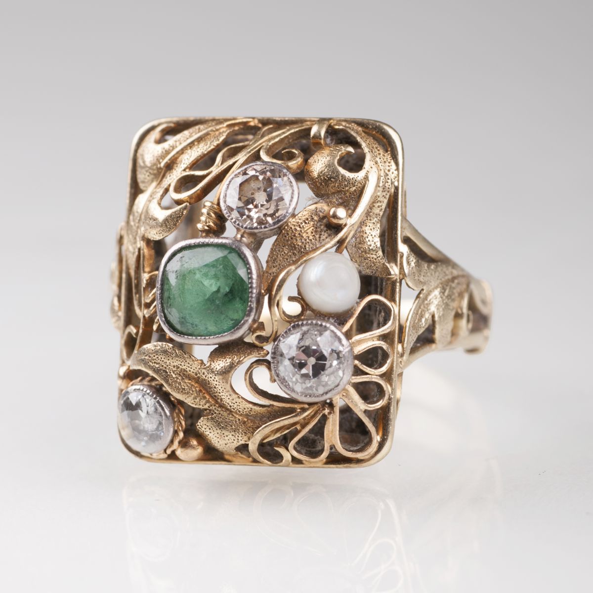 Vintage Smaragd-Diamant-Ring