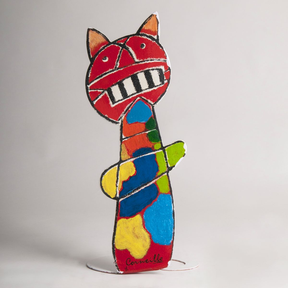 Metall-Skulptur 'Bunte Katze'