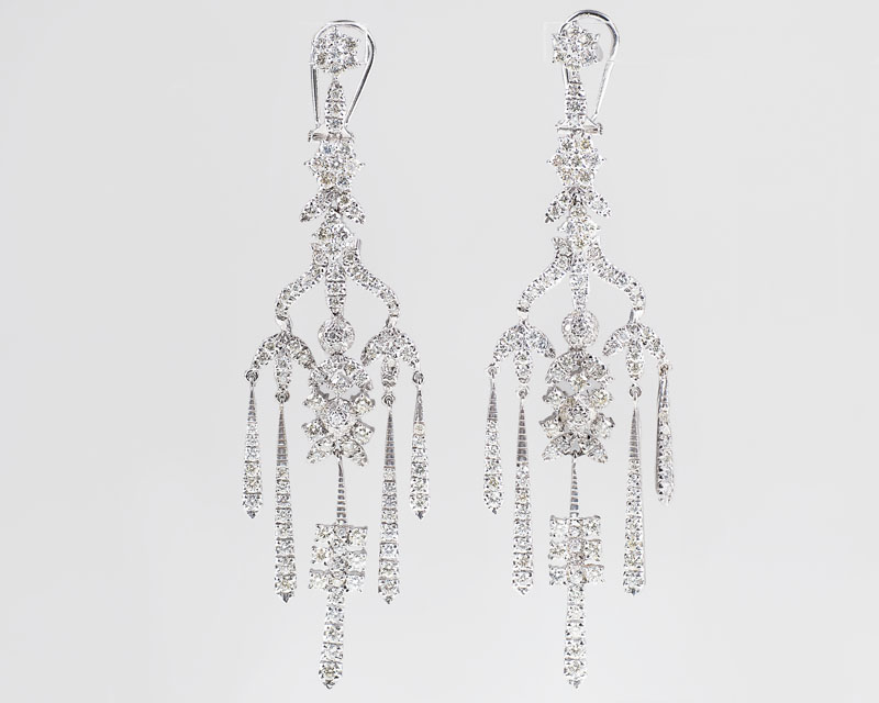 Paar hochkarätiger Brillant-Chandeliers