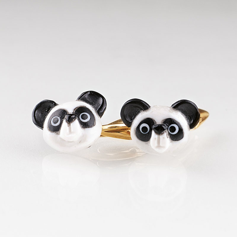 Paar seltener Manschettenknöpfe 'Pandabär'