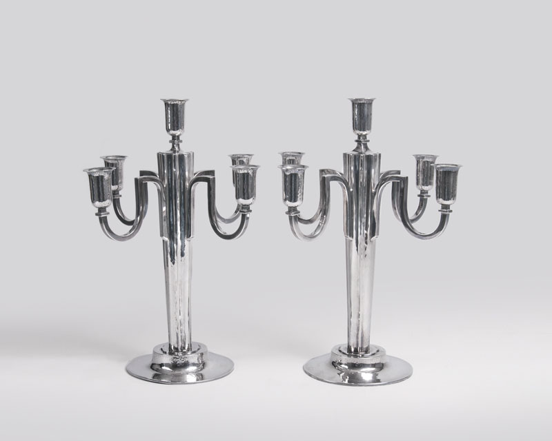 A pair of large Art Déco candelabra