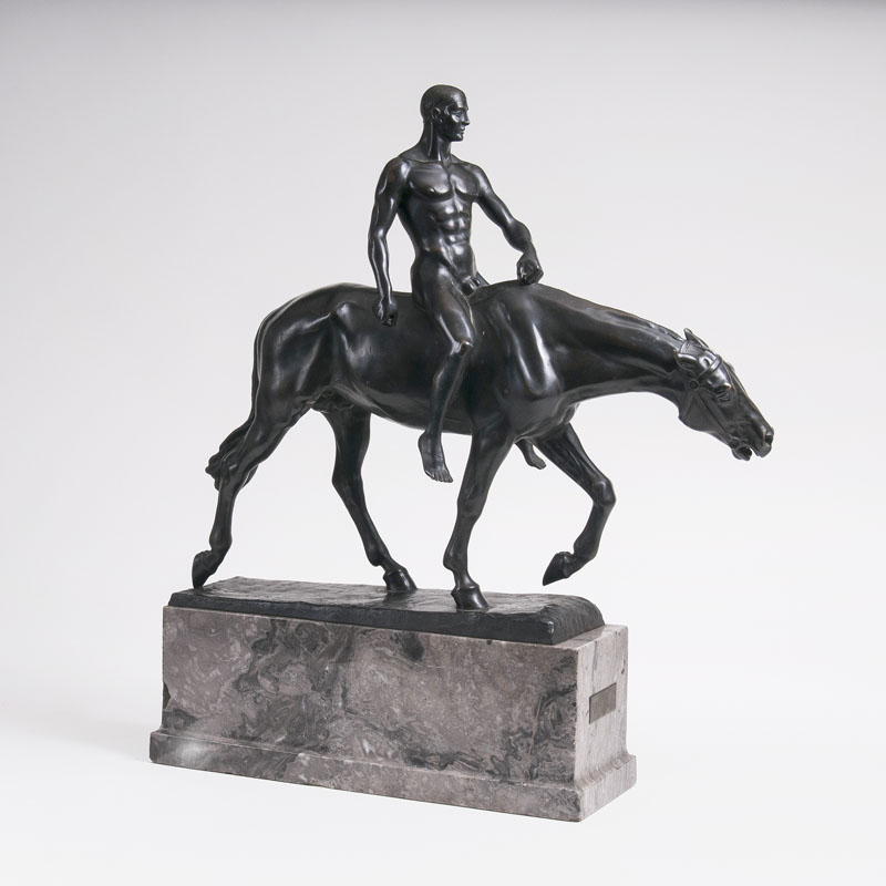 A Bronze Sculpture 'Rider on horseback'
