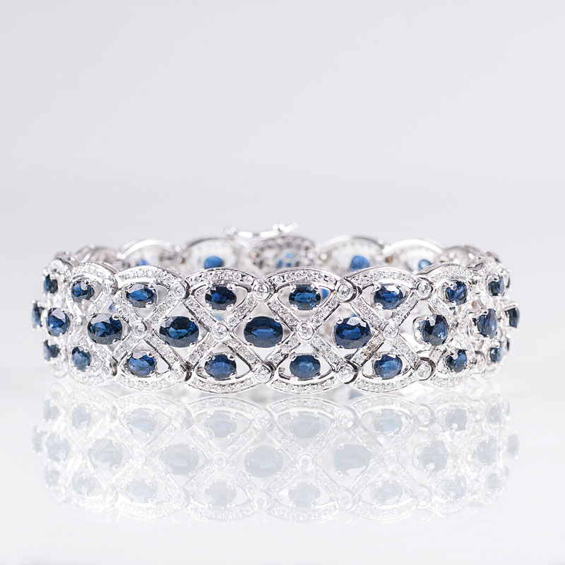 A precious, elegant sapphire diamond bracelet