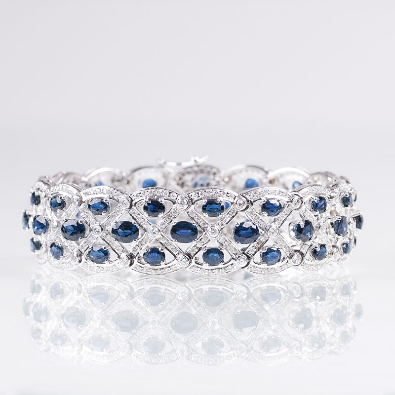 Hochwertiges, elegantes Saphir-Brillant-Armband