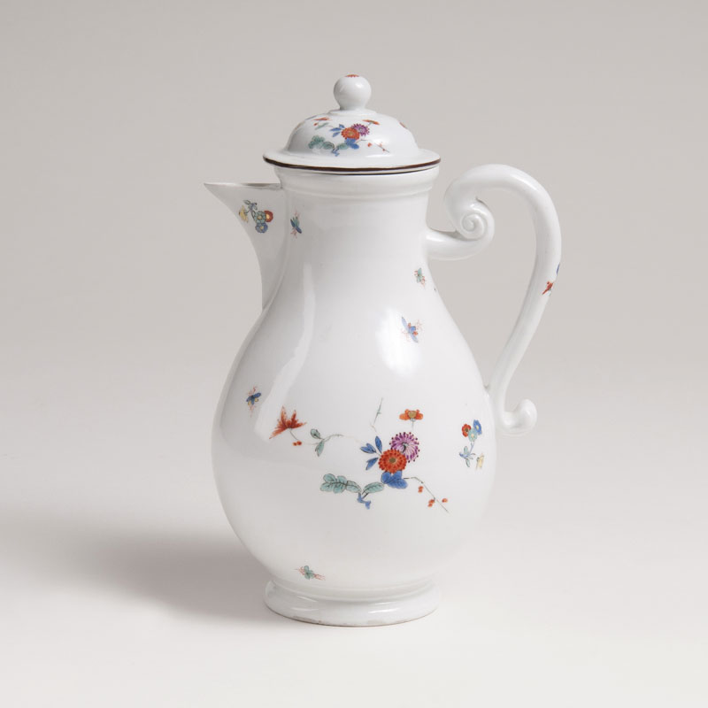 A coffee pot with chrysantemum twig and phenix in kakiemon style