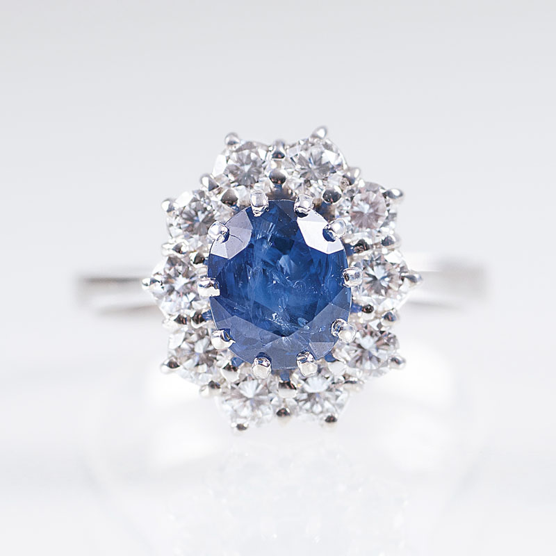 A classical sapphire diamond ring