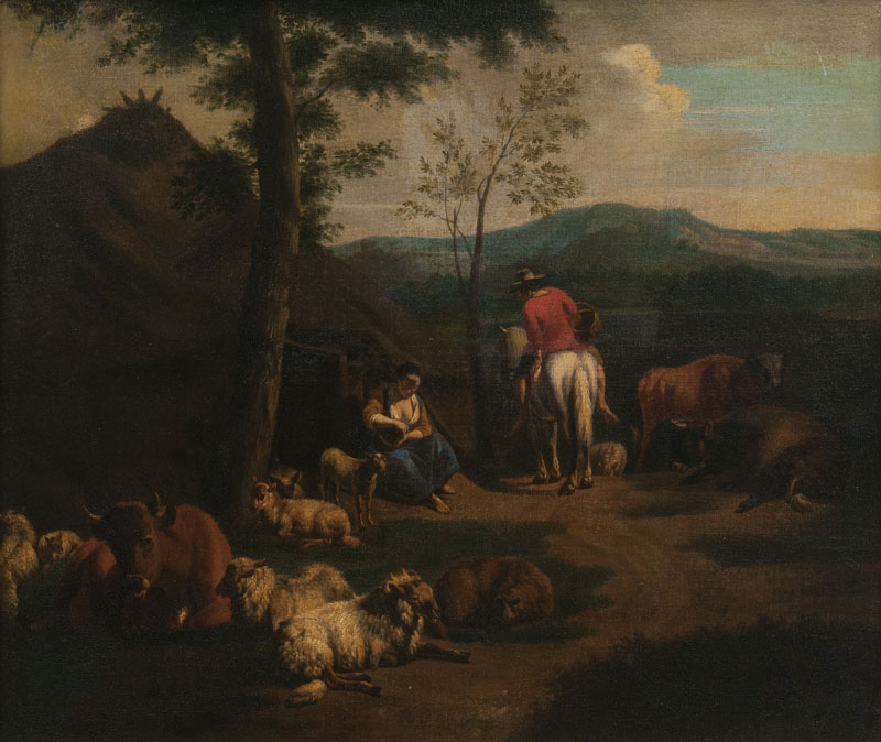 Jan Frans Soolmaker, zugeschr. - Hirten mit ihrer Herde Hirten mit ihrer Herde