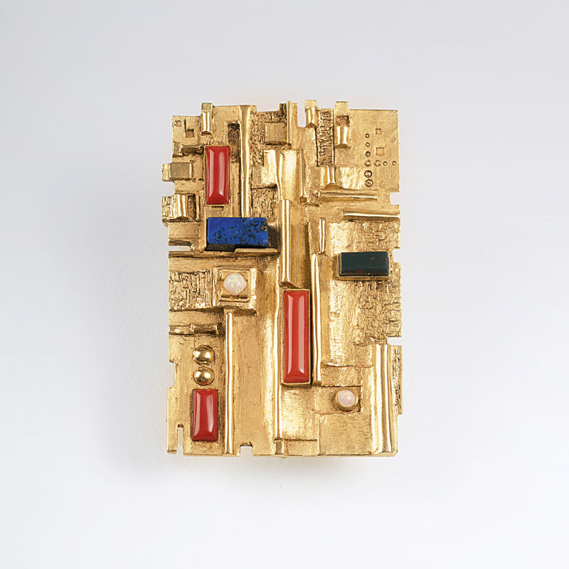 A Vintage golden brooch with semiprecious stones by Walter Erckert