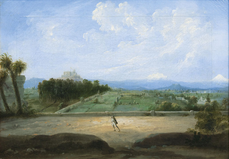 Mexikanische Landschaft mit Kastell