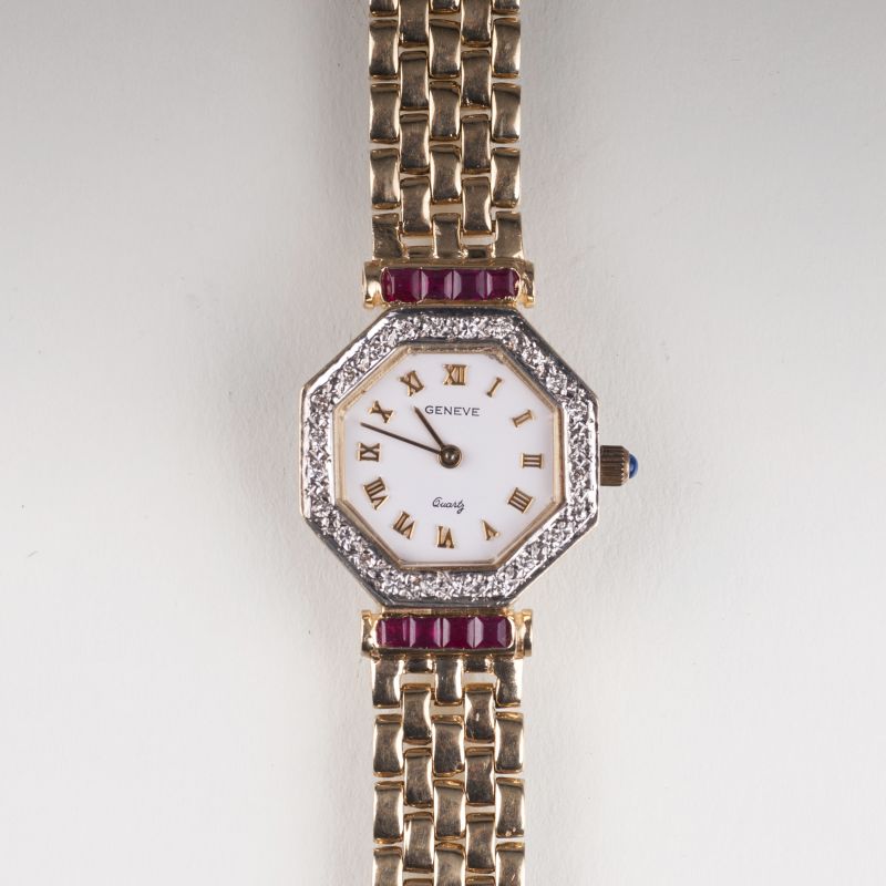 Damen-Armbanduhr mit Diamanten von Geneve