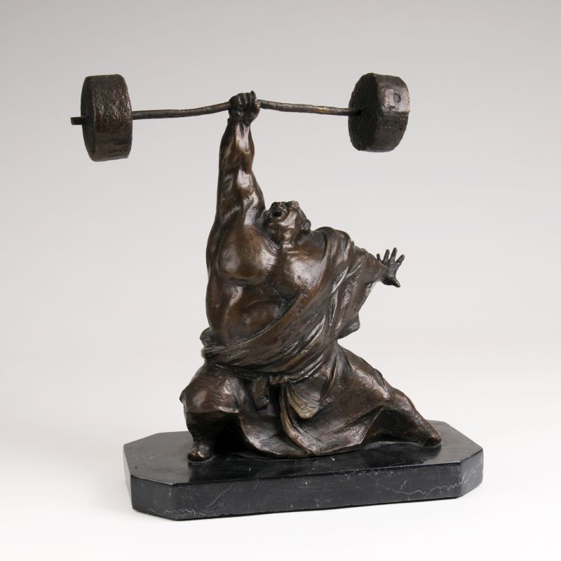 A Bronze Sculpture 'Weightlifter'