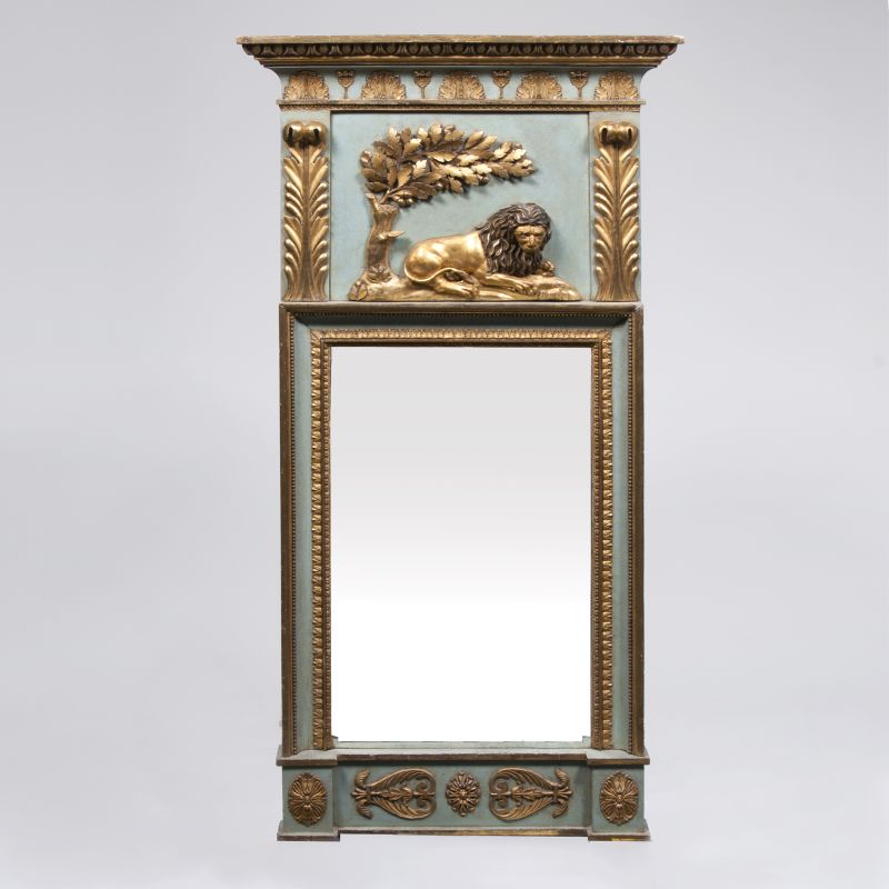 A Gustavian Trumeau Mirror with Lion