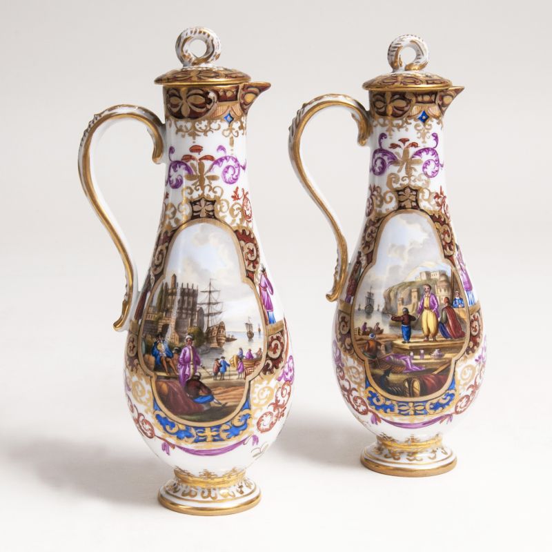 A Pair of Porcelain Jugs with Kauffahrtei Scenes - image 2