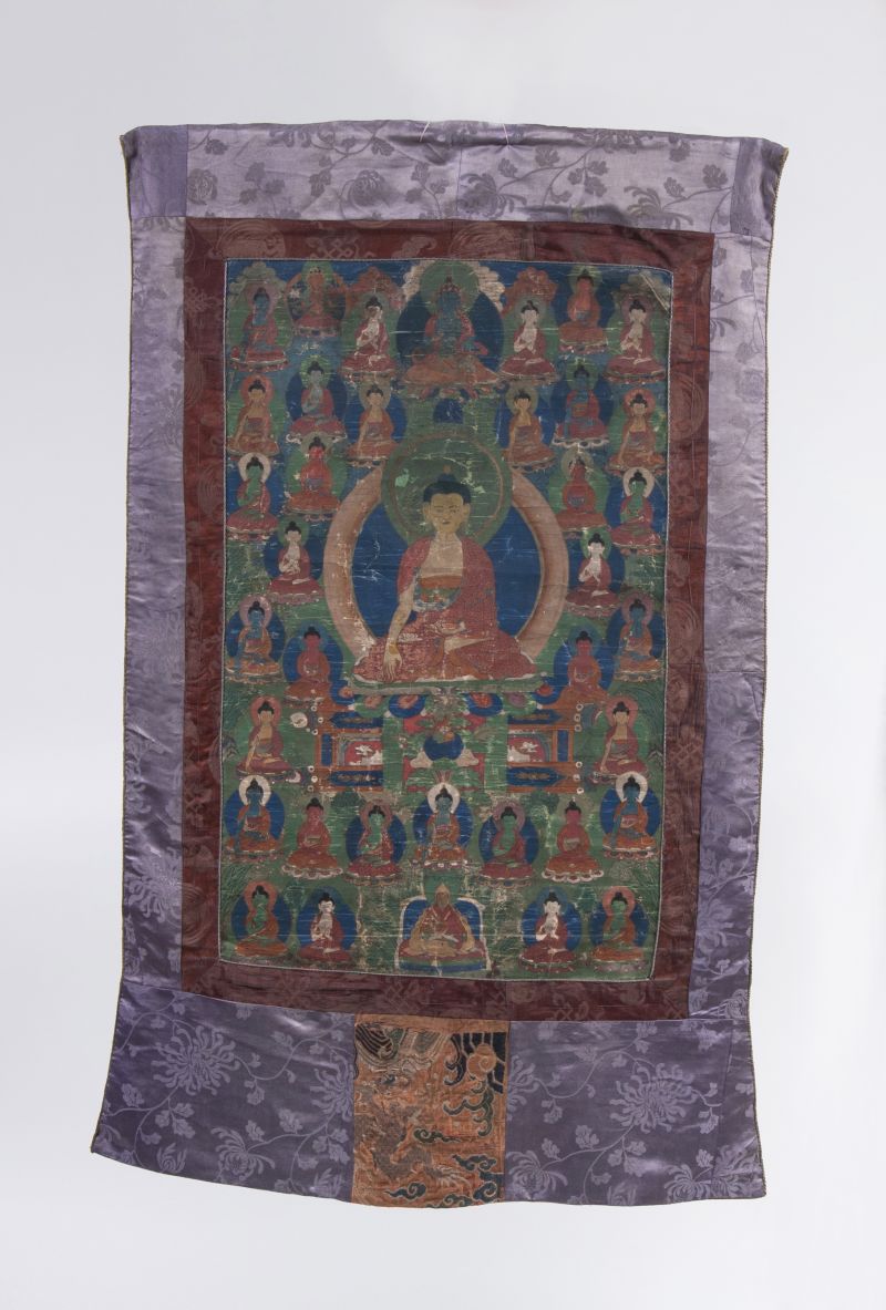 Thangka mit Darstellung der 35 Buddhas