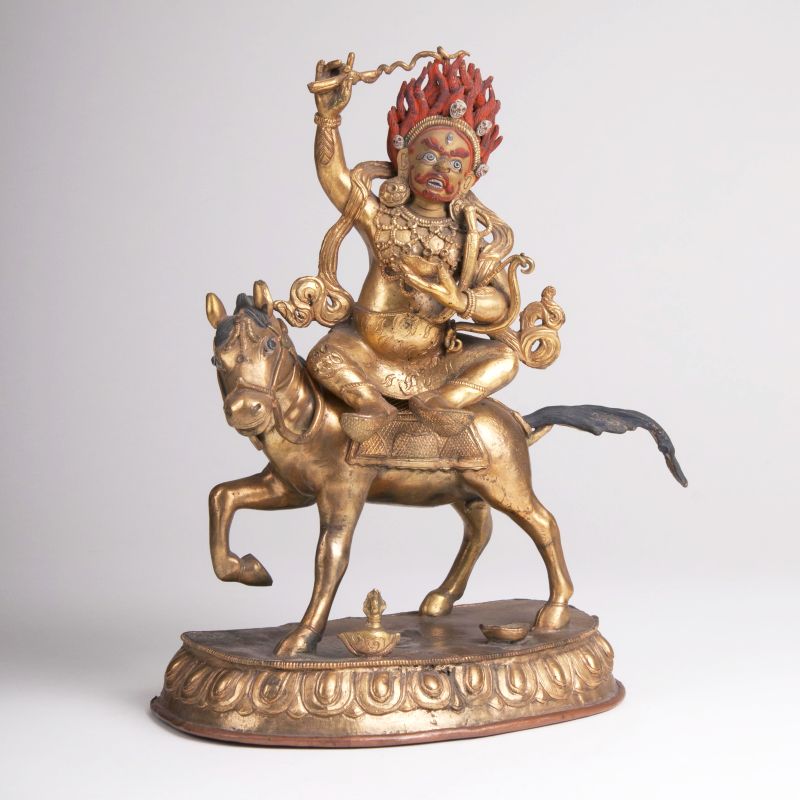 Seltene und imposante Bronze-Skulptur 'Shri Devi'