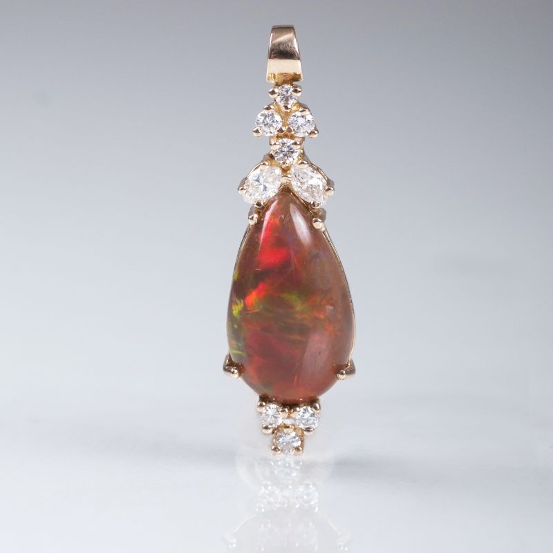 An opal diamond pendant